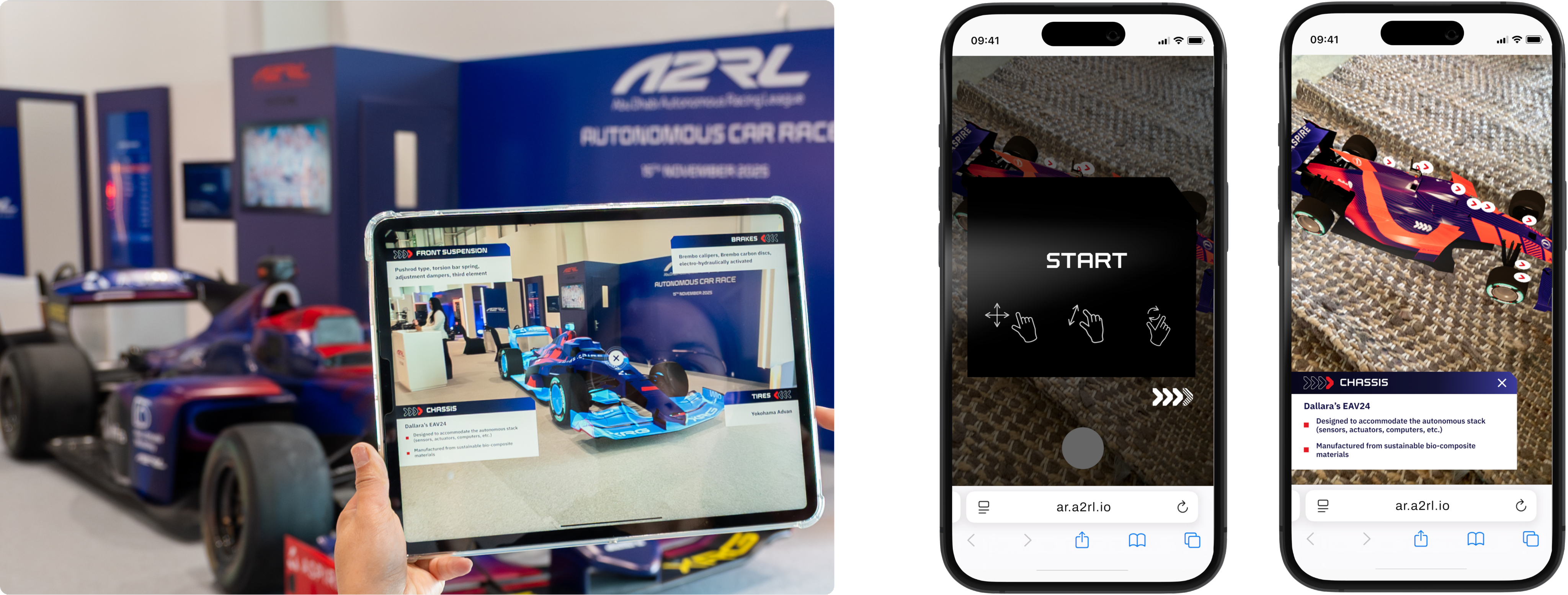 A2RL object recognition AR and WebAR interface