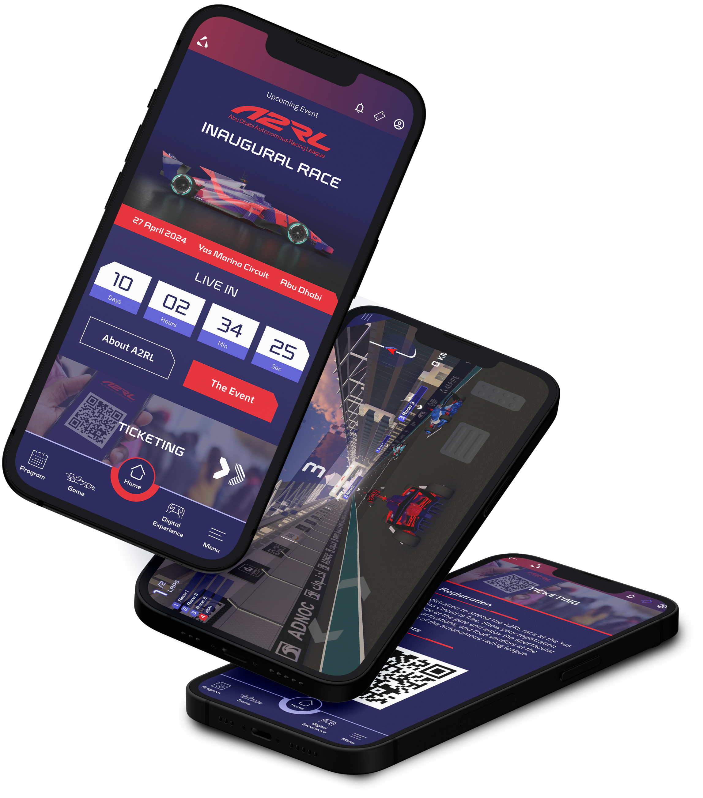 A2RL mobile event app interface